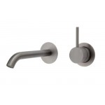 Kaya Up Wall Basin/Bath Mixer Set, Gun Metal, Round Plates, 160mm Outlet Kaya Up Wall Basin/Bath Mixer Set, Gun Metal, Round Plates, 160mm Outlet